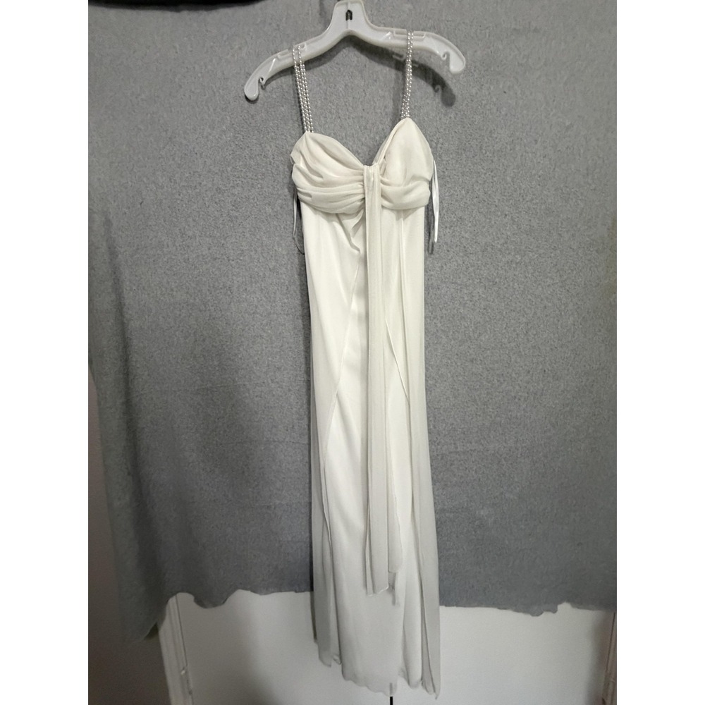 Bridal Dress Womens S White Beaded Sweetheart Maxi Ruched‎ Chiffon Formal Gown
